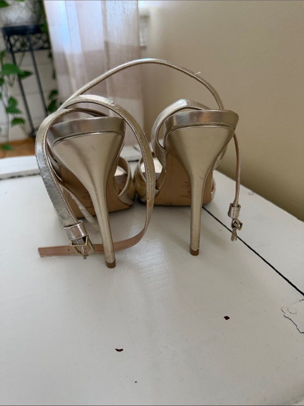 Sam Edelman Metallic Gold Strappy High-Heel Sandals - Picture 4 of 6